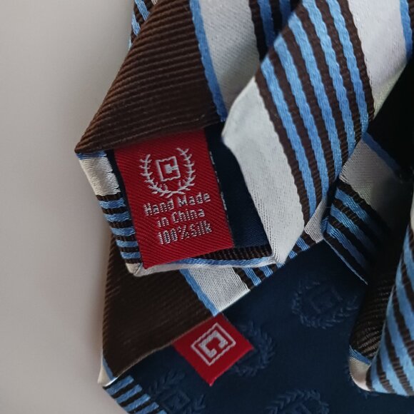 Chaps Ralph Lauren Men's Necktie Brown Blue Diagonal Striped Pattern 3.5 X  61" - Picture 3 of 6